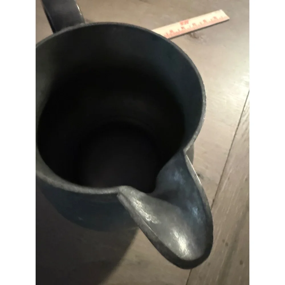 Vintage Pewter Style Metal Pitcher Rustic Farmhouse Decorative Jug 6 Inch Gray